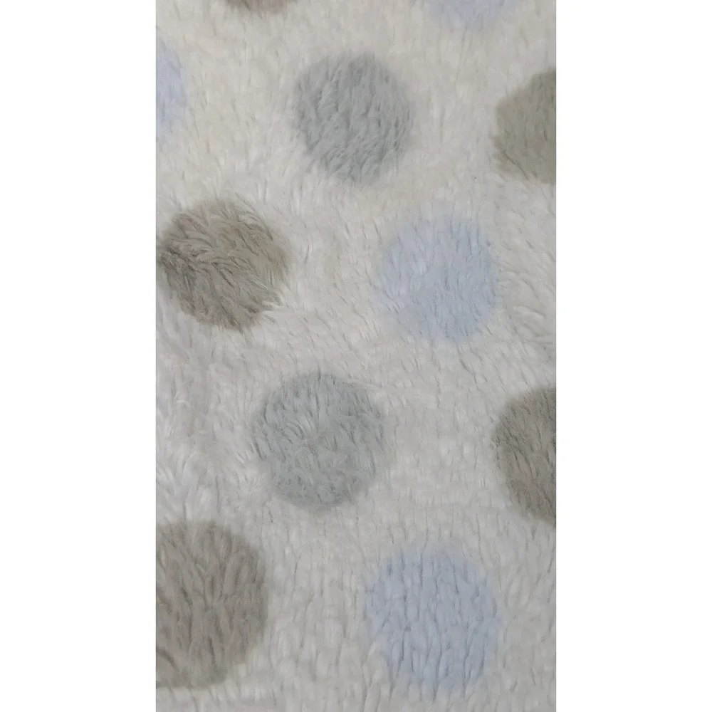 Little Giraffe Small Baby Blanket Blue Gray Tan Polka Dot Satin Trim USED 31x35